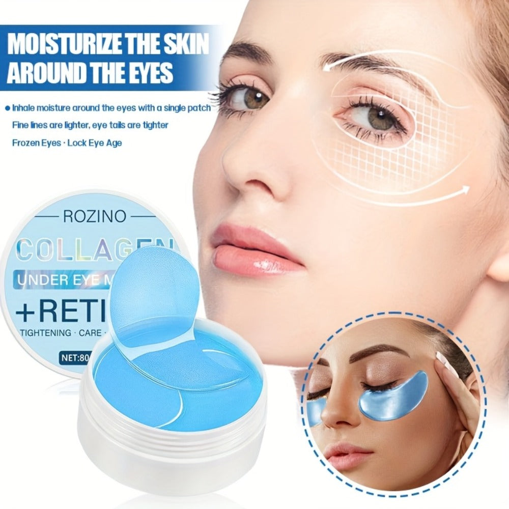 60pcs Of Retinol Collagen Eye Mask, Effectively Firming The Eyes, Deeply Moisturizing And Nourishing, Suitable For Puffiness And Dark Circles, Lifting Smooth Beige Eye Pads, And Reducing Sagging Effects