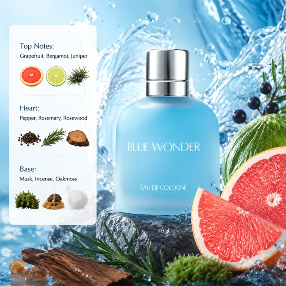 Men's Eau De Cologne Spray 3.4 fl oz — Grapefruit, Bergamot & Juniper Long-Lasting Fragrance | Perfect Gift for Dating, Daily Wear & Parties
