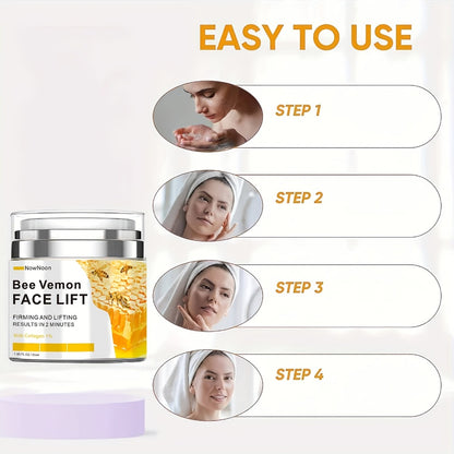 Bee Venom Face Lift Cream NowNoon Firming Lifting Tightening Anti-Aging Collagen 1% Smoothing Fine Lines Wrinkles Face Cream for All Skin Types 1.85 fl oz 55ml