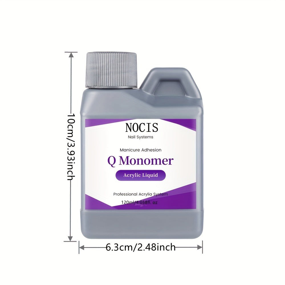 120ml/4.058fl.oz NOCIS Q Monomer Acrylic Liquid for Nail Systems - Professional & Beginner-Friendly Unscented Formula, Nail Extension & Art Supplies for Home & Salon Use, Clear Bottle Design | Beginnerfriendly Formula