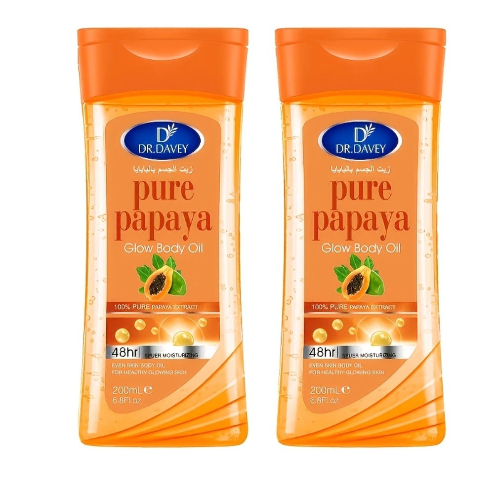 Papaya Brightening Glow Oil 2pcs Multi-Use Non-Greasy Fast-Absorbing Moisturizing Body Oil for Skin Hair Nails Scalp Care All Skin Types Mother's Day Gift