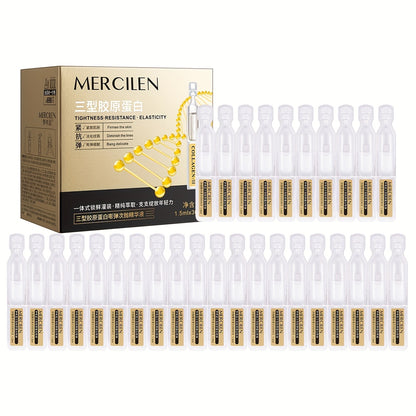Collagen Face Serum with Plant Squalane - Hydrating Firming Anti-Wrinkle Essence Alcohol-Free Fragrance-Free for Sensitive Skin Restores Elasticity 1.52oz
