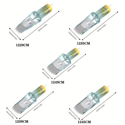 Tattoo Cartridge Needles 10-Pack — Aurora II Curved Magnum, Stainless Steel, Large Ink Capacity, Low Splatter, Transparent Body, for Artists & Beginners