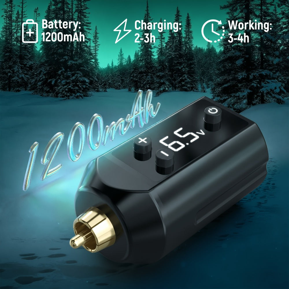 Wireless Tattoo Pen Kit 1200mAh Battery LED Display — 4.0mm Stroke Anti-Slip Grip Rotary Tattoo Machine for Beginners & Artists, Cosmic Violet & Aurora Green