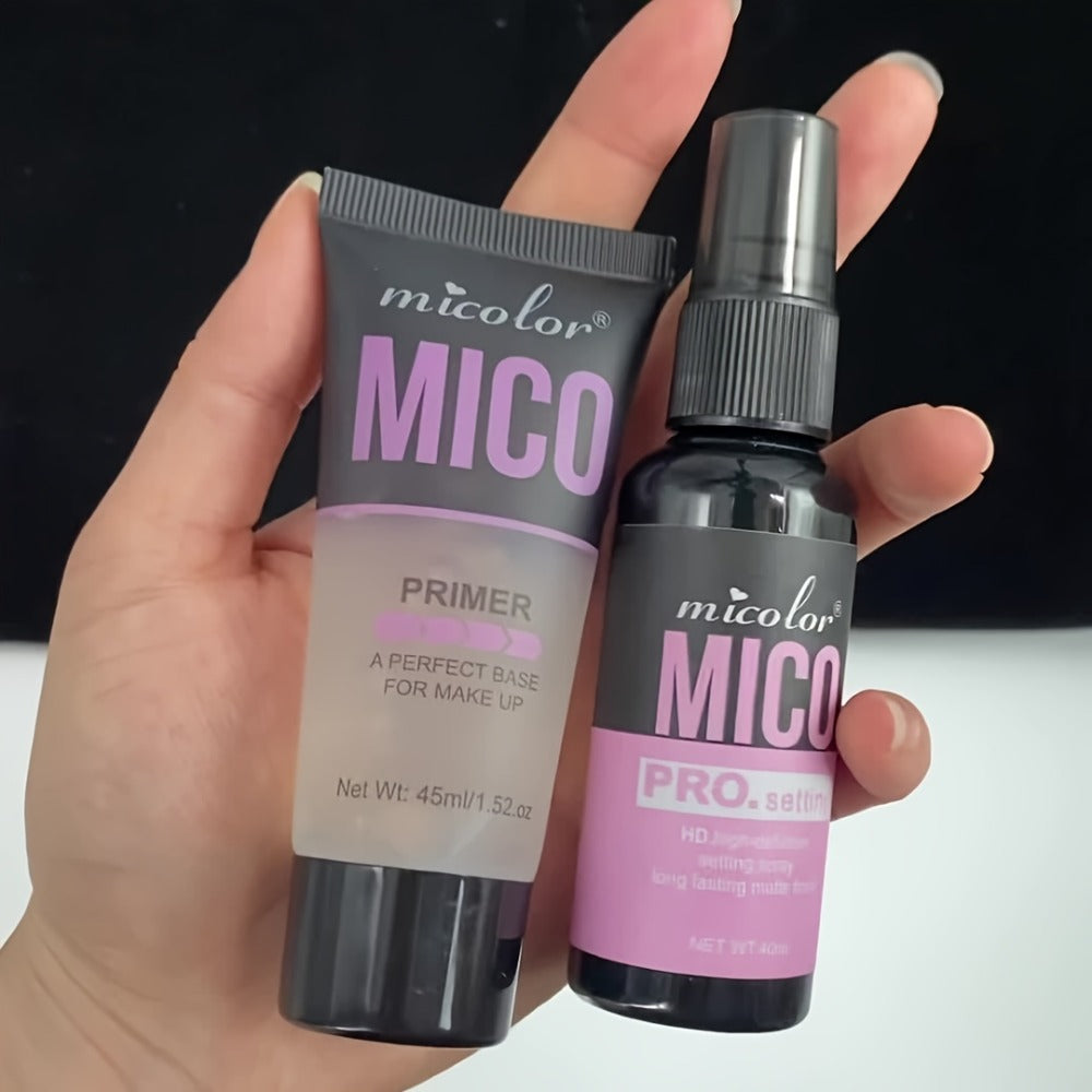 [Ideal Gift for Easter] 2/4-Pack MICO Makeup Base & HD Long-Lasting Finish Duo, Minimizes Pores & Enhances Complexion, Smooth Texture, Lightweight, Under 1fl. Oz Each, Ideal Gift for Easter, Spring & Summer
