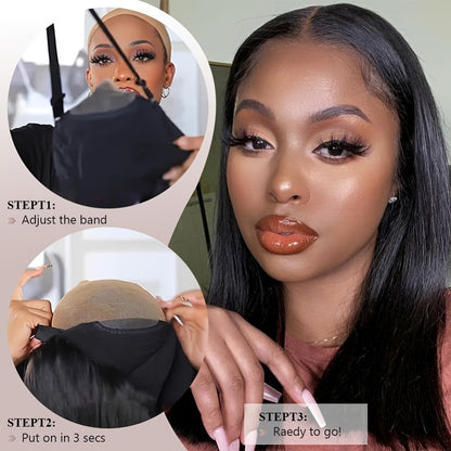 Bob Wig Human Hair 4x4 HD Lace Closure Glueless Short Straight Bob Pre Plucked Pre Cut Lace Put On and Go Natural Black Natural Hairline Women 8 10 12 14 Inch