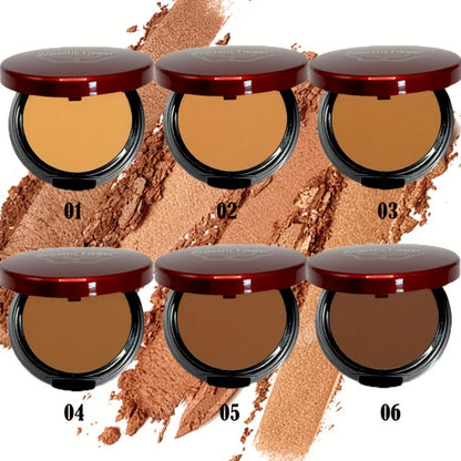 Contour & Foundation Powder Palette 6 Shades Matte Full Coverage Oil Control Waterproof Blush Bronzer Highlighter with Blending Puff Light to Dark Natural Finish