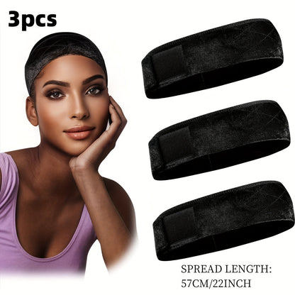 Velvet Wig Caps 3 Pack for Women Adjustable Non-Slip Breathable Comfortable Wig Cap for Lace Front Wigs Wig Stands Mannequin Beige Black Brown