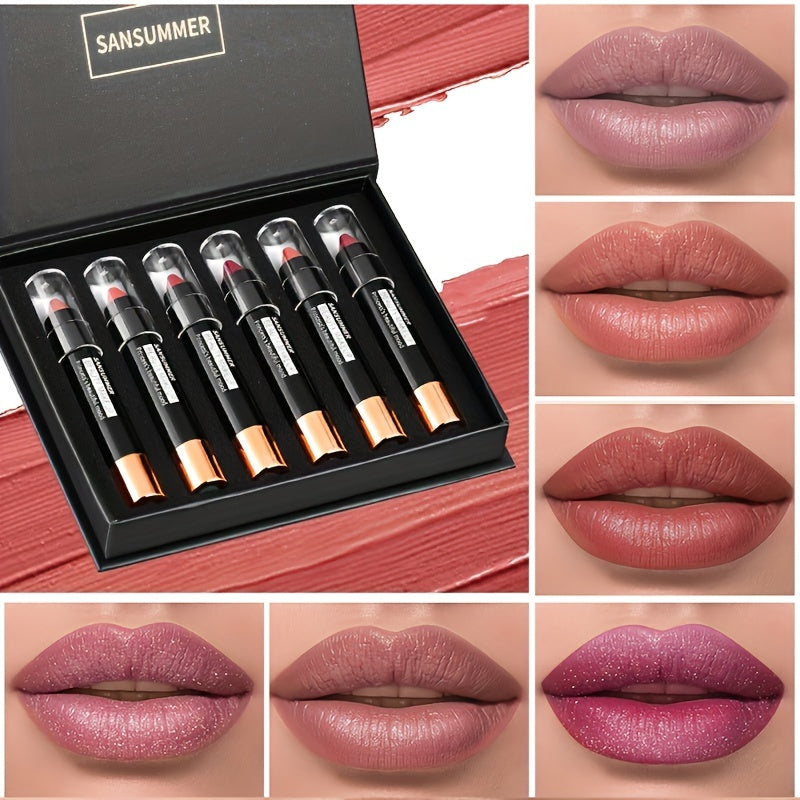 Durable Charm Gift Box, 6 Crayon Lipstick Gift Box, Matte Velvet, Waterproof, Rich, Durable, Easy to Apply, Suitable for Everyone'S Popular Colors, High End Exclusive Gift Ideal Mother'S Day And Valentine'S Day Gifts Mother Day Gifts Travel