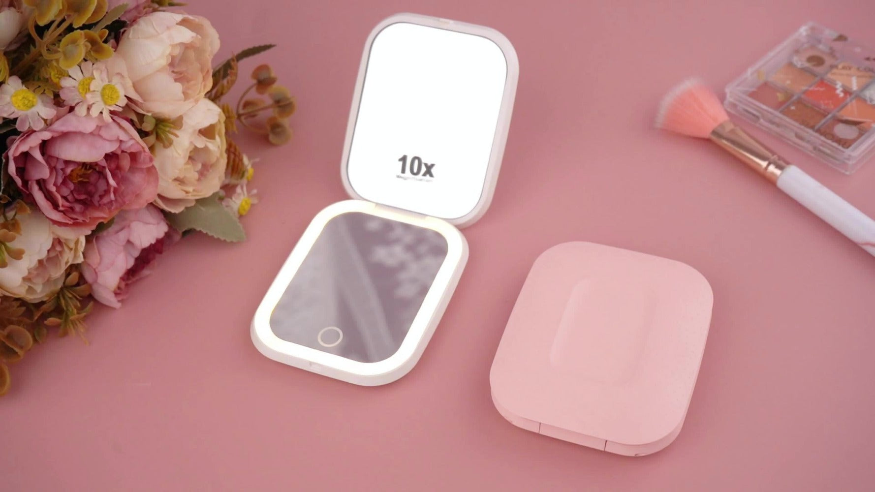 10X Travel Compact Mirror LED Magnifying Mirror With 1X/10X Magnification Small Hand Pocket Mirror, Dimmable Double Sided USB Rechargeable Touch Screen, Portable Tabletop Cosmetic, Small Lighted Mirror, Mothers Day Decorations