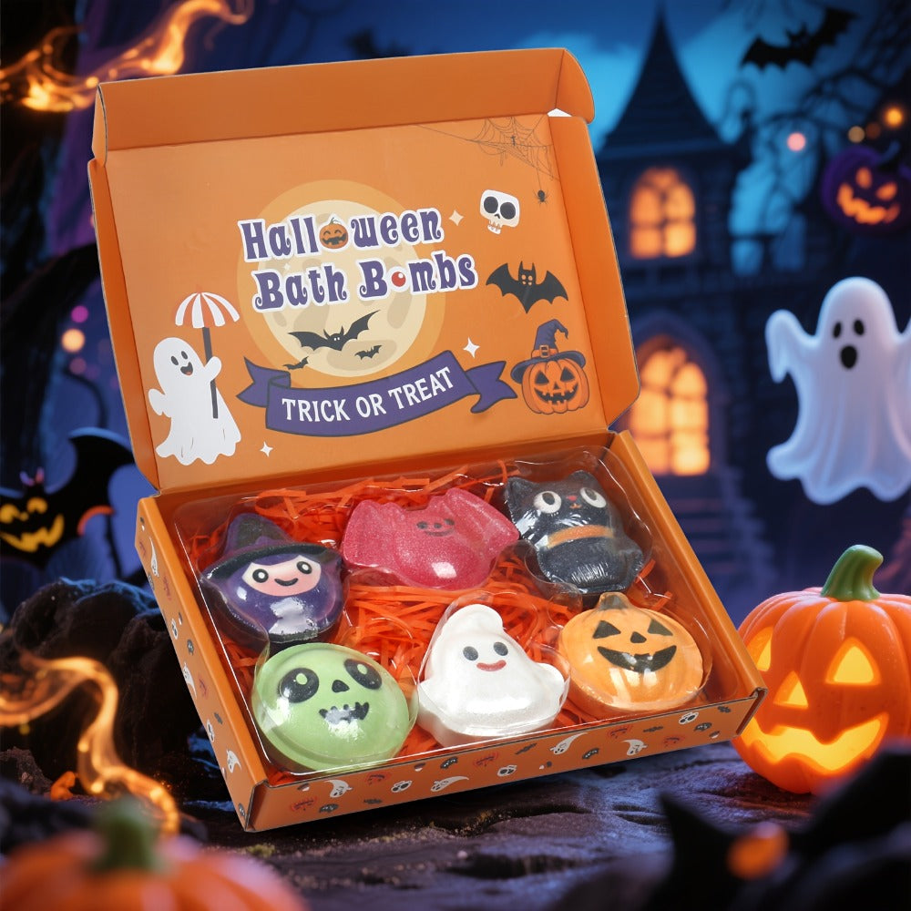 Bath Bombs Halloween Gifts for, Halloween Pumpkin, Bat, Skull, Magician, Black Cat And, 5 Individually Wrapped Bath Salt Bombs Rich In Essential Oils, Ideal for Gifts for,, And Women Who Have Everything On Halloween