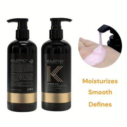 Curl Defining Cream & Detangling Brush Set — Anti-Frizz Curl Enhancer, Long-Lasting Bouncy Curls, Non-Sticky Lightweight Hold, Salon Quality for Curly & Wavy Hair, 10.14 oz