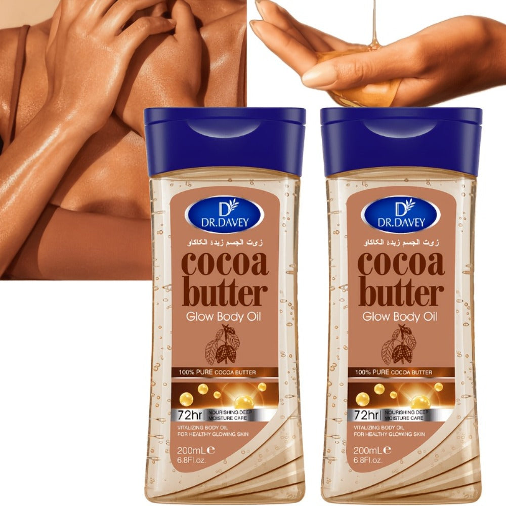 2pcs Cocoa Radiant For Glowing Skin Body Gel Oil Made With Pure Cocoa Butter, Cocoa Body Oil, Cocoa Butter Gel, Refreshing And Non-Greasy, Body Oil For Women, Skincare For Summer, Body Care, Aceite Para El Cuerpo