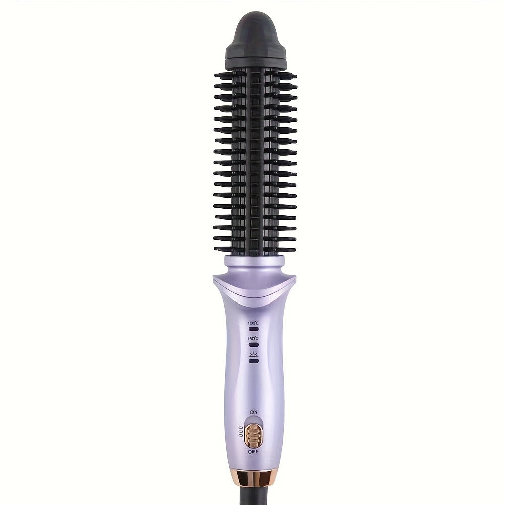 Heated Curling Brush with a Thermal Design, Comb, Ceramic Curling Iron, Volumizing Round Brush, And a Travel-Friendly Hair Curler