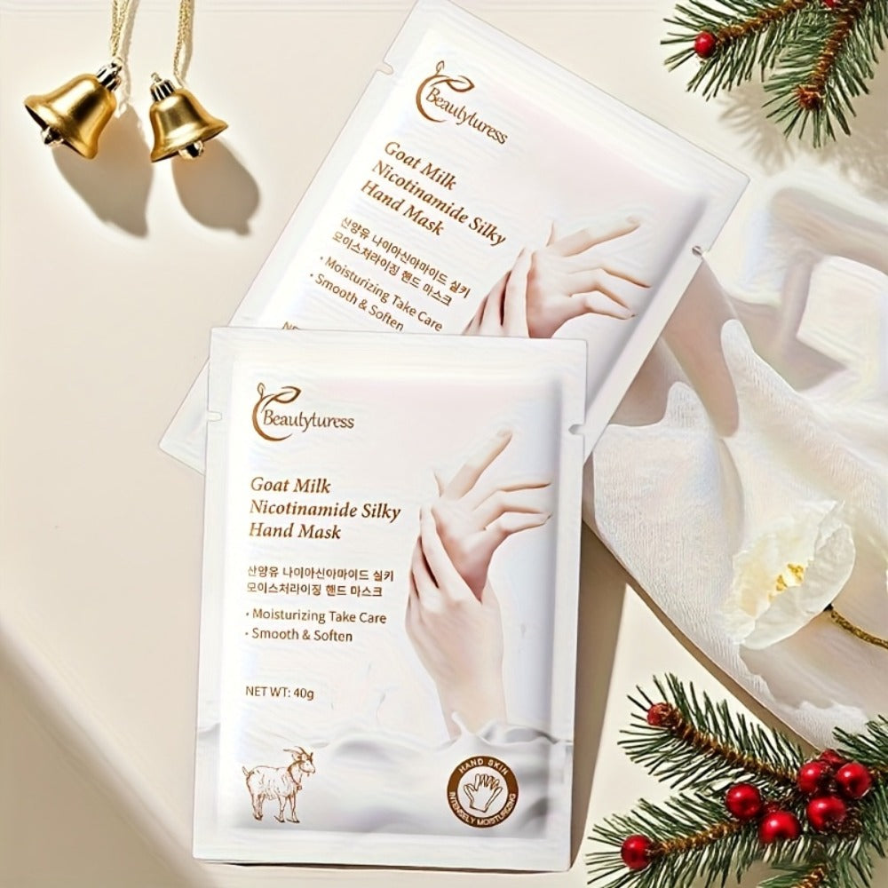 Goat Milk & Nicotinamide Hand Masks - 20 Pairs, Hypoallergenic, Moisturizing, Glycerin-Infused, Unscented, for Smooth & Soft Hands