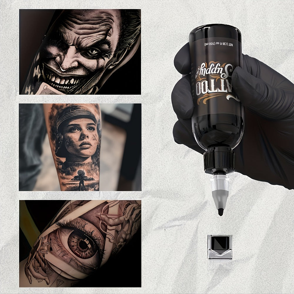 1pc of Neebol Premium Black Tattoo Ink, The Darkest Super Black Ink, Ideal for Outlining, Shading, And Blending. This Premium Shading Solution Offers Vibrant And Bright Results