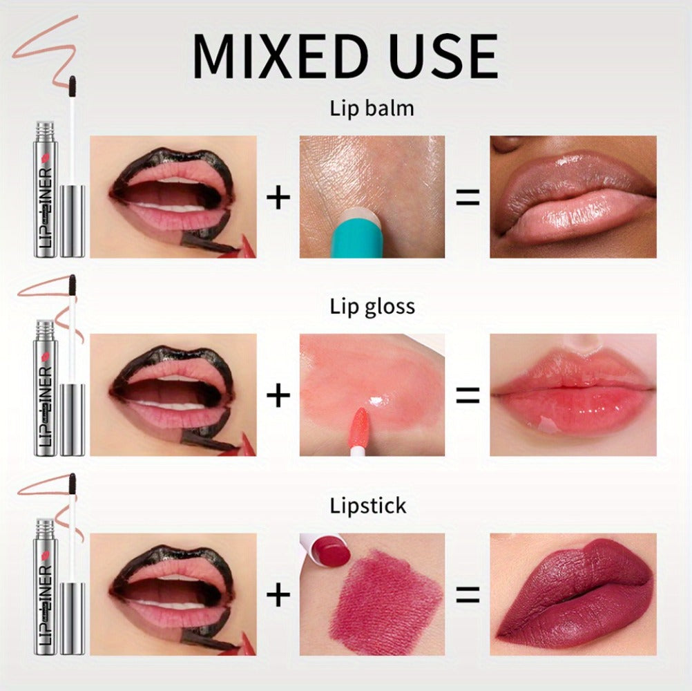 Lip Liner & Lip Stain 2-in-1 Pen Set of 4 — Waterproof Smudge-Proof Matte Lip Tattoo with Natural Acid Formula, Long-Lasting Transfer-Resistant Lip Makeup in 4 Colors
