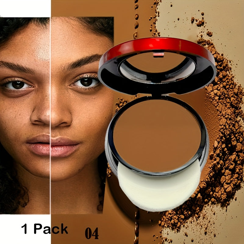 Contour & Foundation Powder Palette 6 Shades Matte Full Coverage Oil Control Waterproof Blush Bronzer Highlighter with Blending Puff Light to Dark Natural Finish