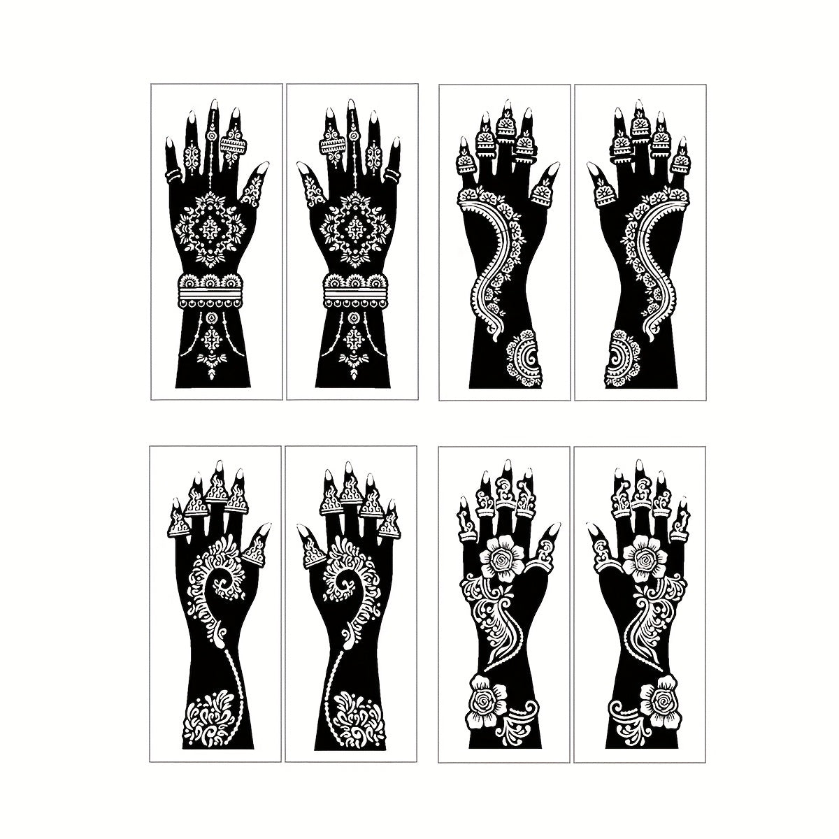 Temporary Tattoo Stencil Set 8pcs Hollow Floral Designs for Arms Hands Forearms Airbrush Spray Paint Flash Tattoo Kit Valentine Wedding Party Body Art Supplies