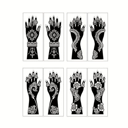 Temporary Tattoo Stencil Set 8pcs Hollow Floral Designs for Arms Hands Forearms Airbrush Spray Paint Flash Tattoo Kit Valentine Wedding Party Body Art Supplies