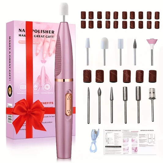 Electric Nail Drill Kit 20000 RPM Variable Speed with 11 Interchangeable Bits Portable Nail Grinder for Acrylic Gel Nails Pedicure Polishing Removal Salon Home Use