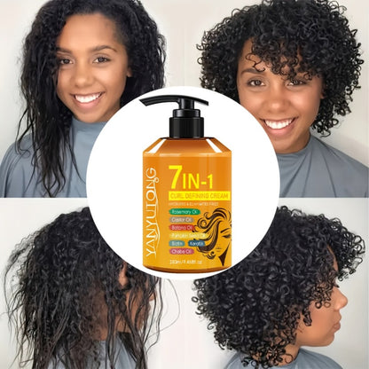 Curling Cream 7-in-1 for Black Hair Curly Wavy & Braids - Rosemary Castor Batana Coconut Oil Biotin Keratin Long-Lasting Moisturizing Curl Definer for Latin Curls 3A-4C 280ml