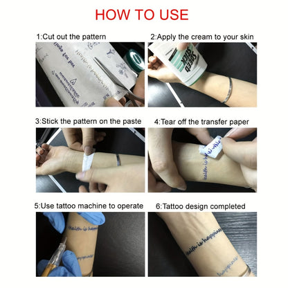 DIY Tattoo Supplies Kit for Beginners - A4 Transfer Paper with Patterns Stylus Ink Pen Needles Black Red Ink Transfer Gel No Electricity No Drawing Required