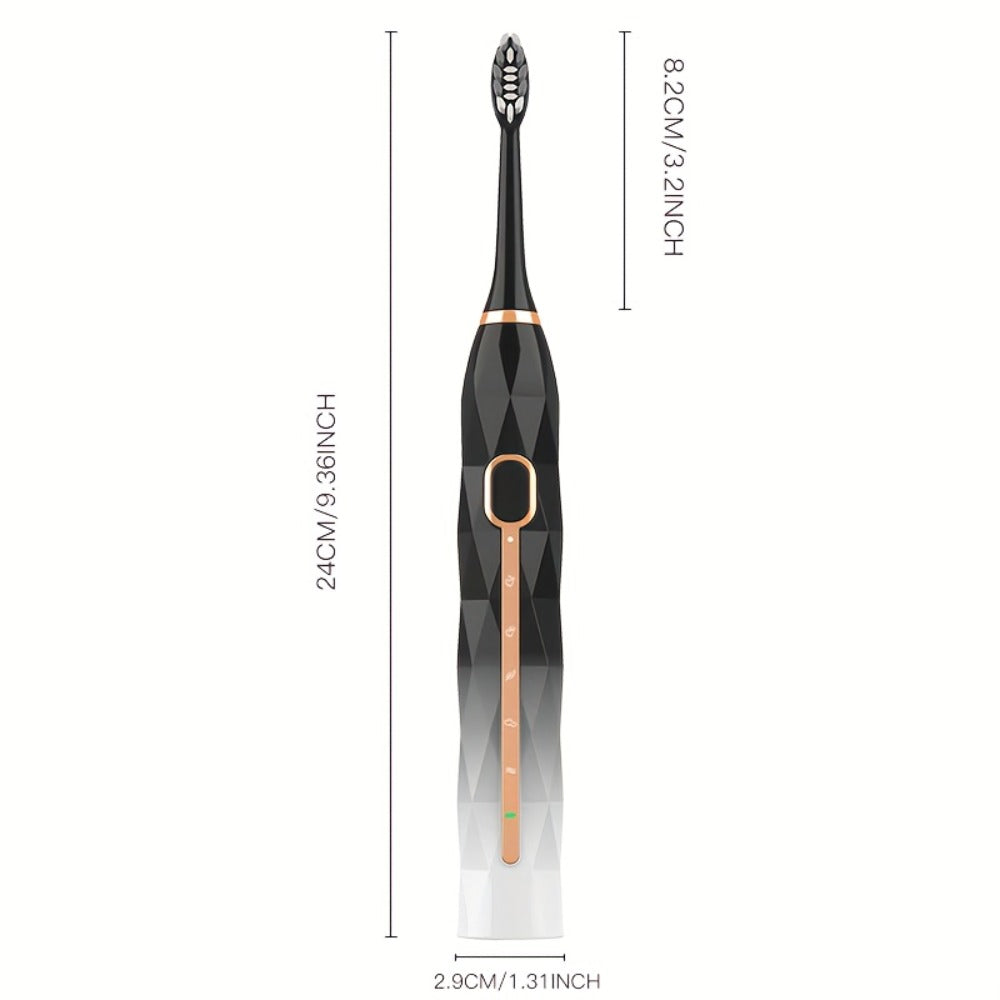 Sonic Electric Toothbrush That Is with an IPX8 Rating, Includes 8 Replacement Brush Heads, a Travel Case, And USB Charging. It Features a Metal Shaft Suitable for Both Adult Males And Females, Comes with a Toothbrush Holder