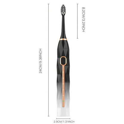 Sonic Electric Toothbrush IPX8 Waterproof with 8 Replacement Brush Heads, USB Rechargeable 500mAh, Metal Shaft, Travel Case & Toothbrush Holder, for Adults Men & Women, 5 Color Options