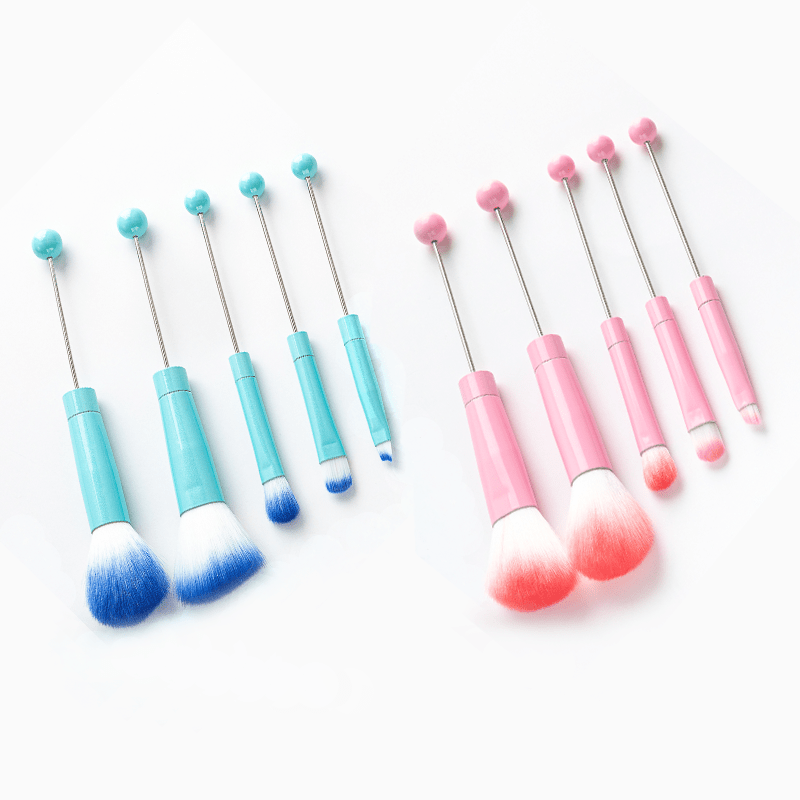 Beadable Makeup Brushes Set 10Pcs DIY Colorful Polyester Bristles ABS Handle Eye Shadow Concealer Cosmetic Brushes Holiday Gift for Women Girls Multiple Color Options