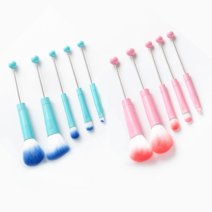 Beadable Makeup Brushes Set 10Pcs DIY Colorful Polyester Bristles ABS Handle Eye Shadow Concealer Cosmetic Brushes Holiday Gift for Women Girls Multiple Color Options