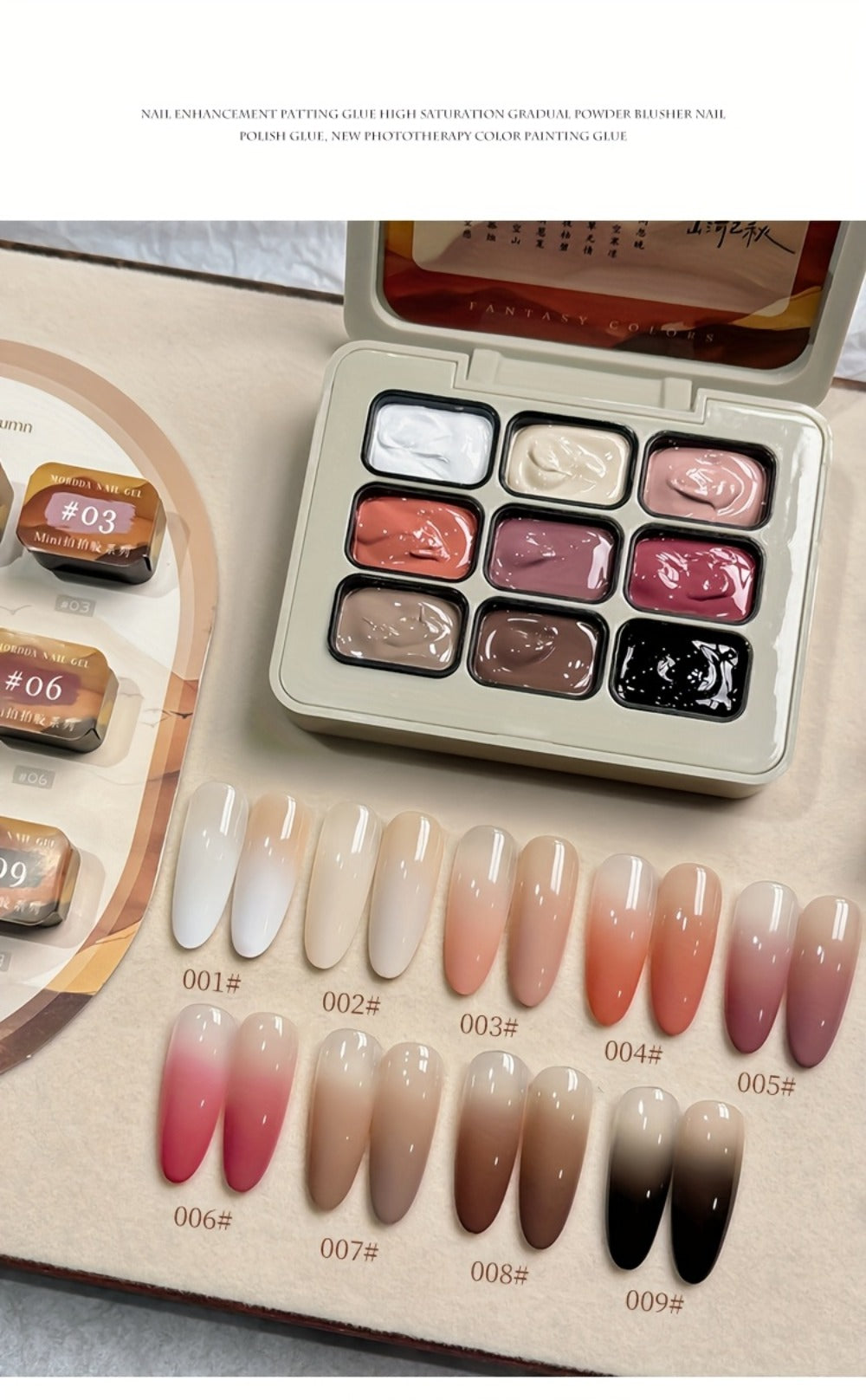 Gel Nail Polish Set 9 Colors - Multicolor Gradient Nail Art Kit, Mini 9-Grid Collection for Ombre & Patting Glue Designs, Long-Lasting UV LED Gel Polish for Salon & Christmas Holiday Nail Art Gifts