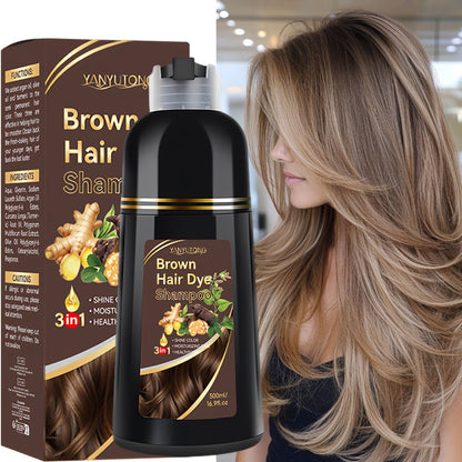 Hair Dye Shampoo Natural Plant Pigments Gray Coverage Moisturizing Glycerin Formula 500ml Black Brown Chestnut Red Safe for Hair Men Women