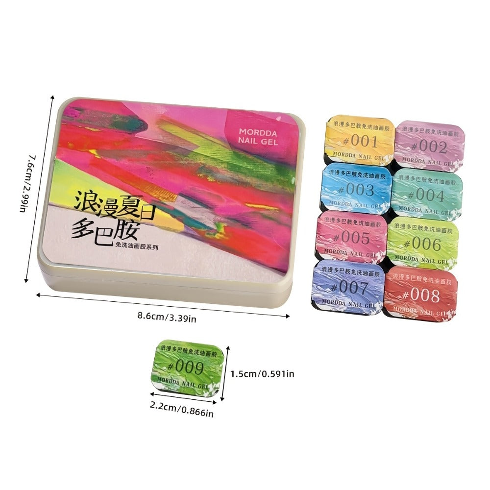 UV Gel Nail Polish Set 9 Colors | Dopamine Summer High-Saturation Gradient Nail Gel | Semi Permanent Soak Off Nail Art Kit for Salon & DIY Manicure | Gift for Women