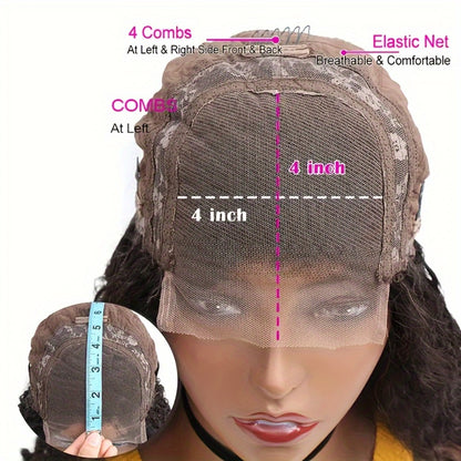 Human Hair Bob Wig Curly 4x4 HD Lace Closure — Reddish Brown #33 Pre-Plucked Glueless Brazilian Short Bob with Baby Hair, 20 Inch Red Brown Color Wig for Women