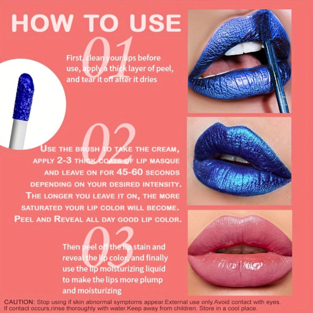 Lip Stain Set 6 Colors Matte Velvet Waterproof Smudge-Proof Long Lasting Lip Gloss Metallic Blue Cobalt Shades Vegan Hypoallergenic All Skin Tones