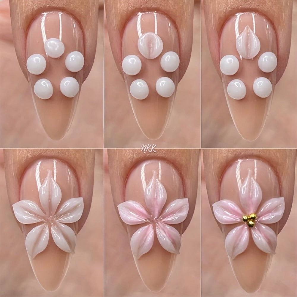 NICOLE DIARY 2pcs/3pcs 3D Carving Nail Gel Polish with Carving Pen White Clear 3D Sculpting Flower Gel Extension Gel Nail Nail Art Carving Gel Modeling Gel Nail Polish Manicure Nail Salon Home Use
