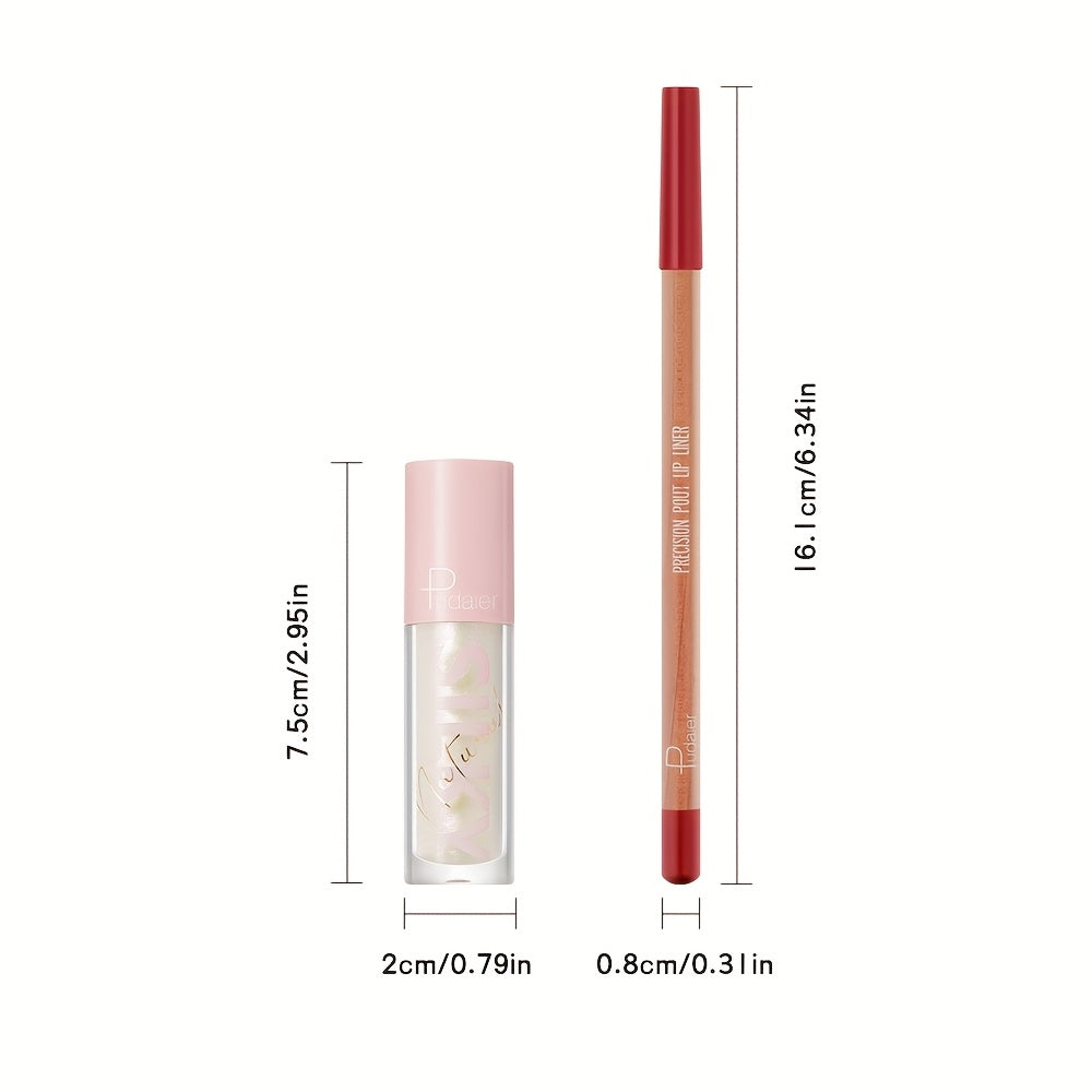 [Christmas Gifts] Matte Lip Liner and Glitter Lipstick Set, Durable, Waterproof and Sweat Resistant, Easy to Color, Easy to Outline Lips, Create the Perfect Shine Lip Makeup, Suitable for Everyday Date Party Makeup Christmas Gifts, Christmas Presents for