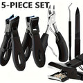 5pcs Set Of Thick Nail Clippers For Seniors - Wide Plier Opening Big Toe Nail Clipper Suitable For Thick Ingrown Nails, Professional Sharp Heavy Duty Nail Scissors, Suitable For Men And Senior Citizens