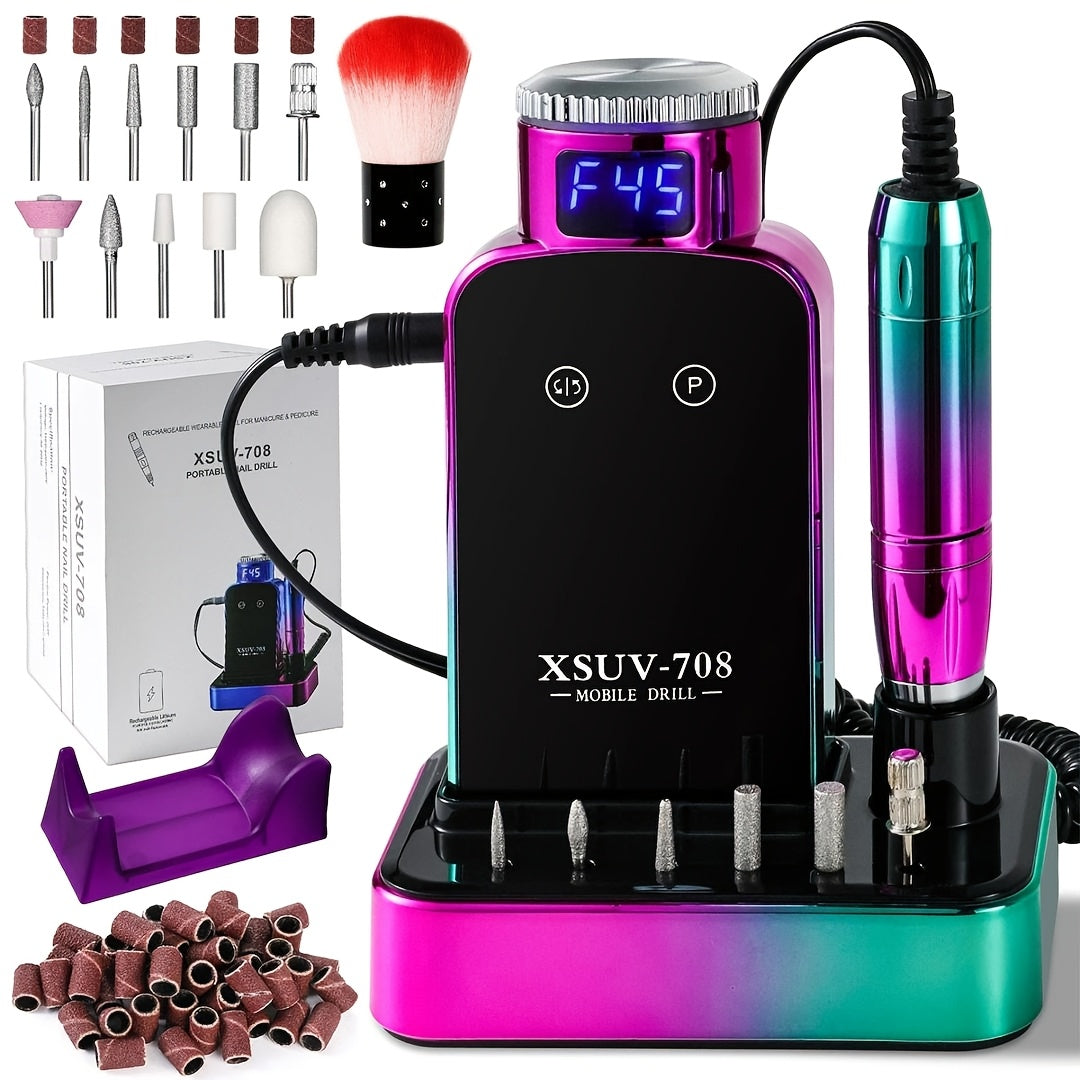 Electric Nail Drill Machine 45000RPM Professional Nail File Cordless Rechargeable Nail Efile for Acrylic Gel Nails Manicure Pedicure Polishing Shape Tools for Salon Home Use Nail Drill