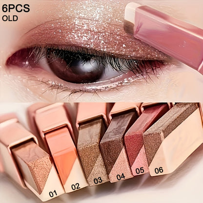 Eyeshadow Stick Set 6pcs Dual-Color Waterproof Long-Lasting Eye Shadow Pencil Kit - Smudge-Proof, Highly Pigmented, Easy Blending Makeup for Women & Girls