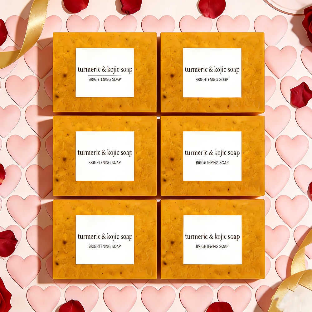 2/6/12pcs Handmade Cold Processed Turmeric, Lemon & Kojic Acid Soaps for Cleansing - Forface & Body - Includes Bubble Net + Dopamine Bath Ball + Towel. Deeply Cleanses, Hydrates, for All Skin Types.Valentine'S, Easter & Mother'S Day Gifts!