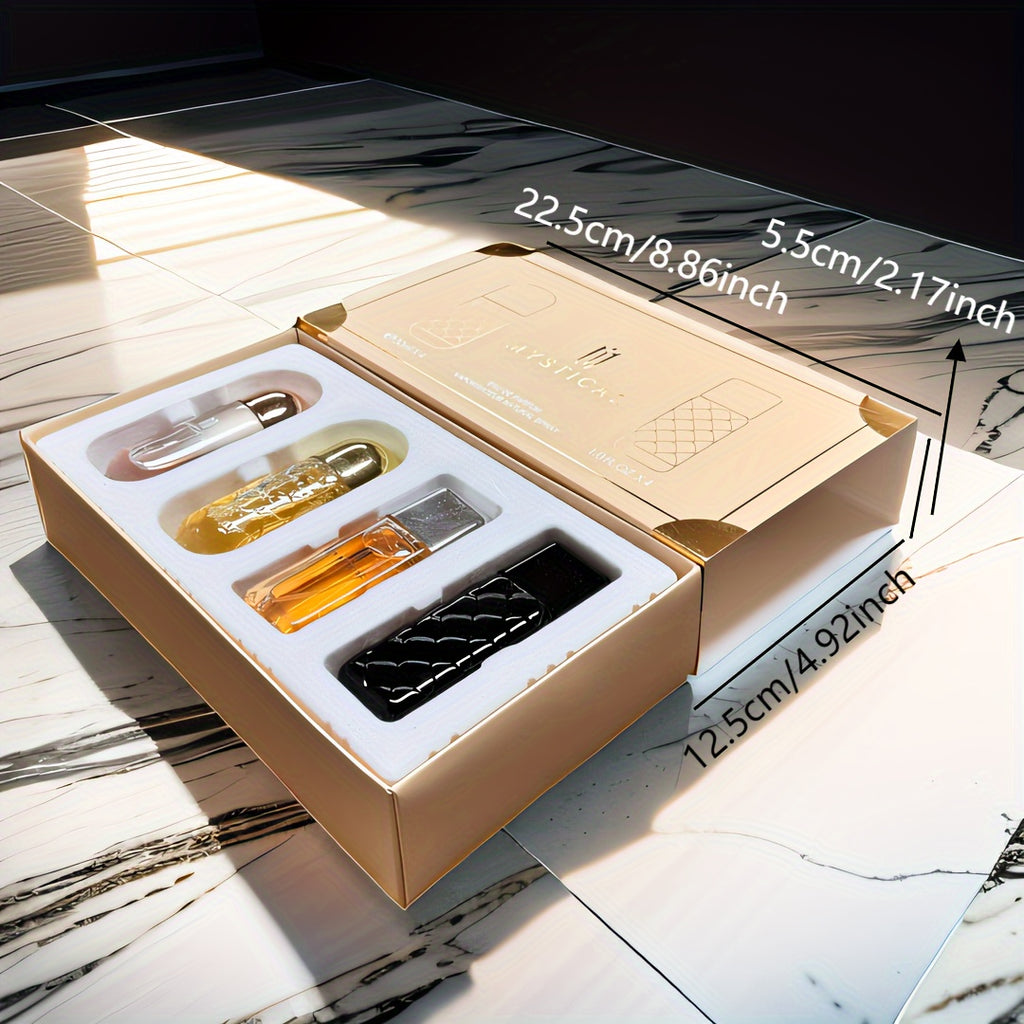MYSTICAL Women'S Fragrance Gift Set, Lasting Fragrance Fresh, Unisex, Portable Travel Set, Lasting Fragrance, Mother'S Day, Valentine'S Day, Birthday Gift Recommendation, Perfume For Daily Life, Dating And Gifting, Four Different Fragrances