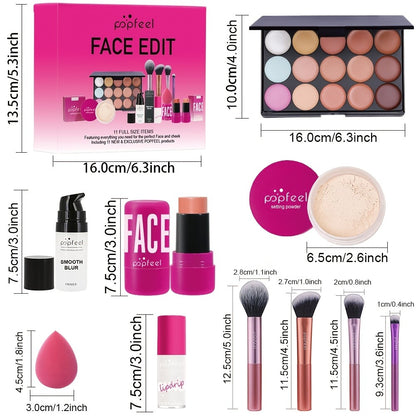 Makeup Gift Set — Eye Shadow Palette, Blush & Foundation, Long-Lasting Waterproof Cosmetic Kit for Women, Perfect Birthday & Valentine's Day Gift Box with Full Face Beauty Tools