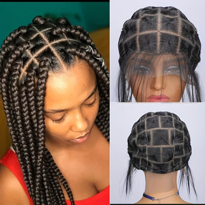 Crochet Wig Cap DIY Braiding Set — Double Full Lace, Baby Hair, Premade Lace Front, Nylon Hair Net & Hook Tool for Making Braided Wigs, 82–121 Sections