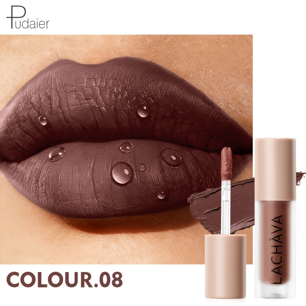 Velvet Liquid Lipstick Matte Lip Gloss — Long-Lasting Waterproof Non-Drying Formula, Highly Pigmented All-Day Wear in Nude Brown Pink Red Purple Gold