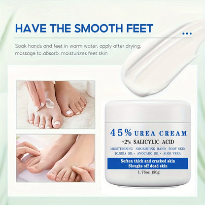 Foot Cream 45% Urea & 2% Salicylic Acid | Cracked Heel Repair Lotion for Dry Rough Thick Skin | Exfoliating Dead Skin Softening & Repairing Foot Care Treatment 1.76oz