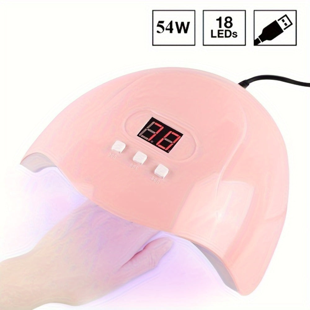 7 In 1 Manicure Set Including Nail Lamp, Nail File, Cuticle Fork, Cuticle Nipper, Finger Separator - Professional For Beginners, Professional Nail Lamp For Salon And Home Use, Essential Nail Tools Compatible With All Gel Nail Polishes
