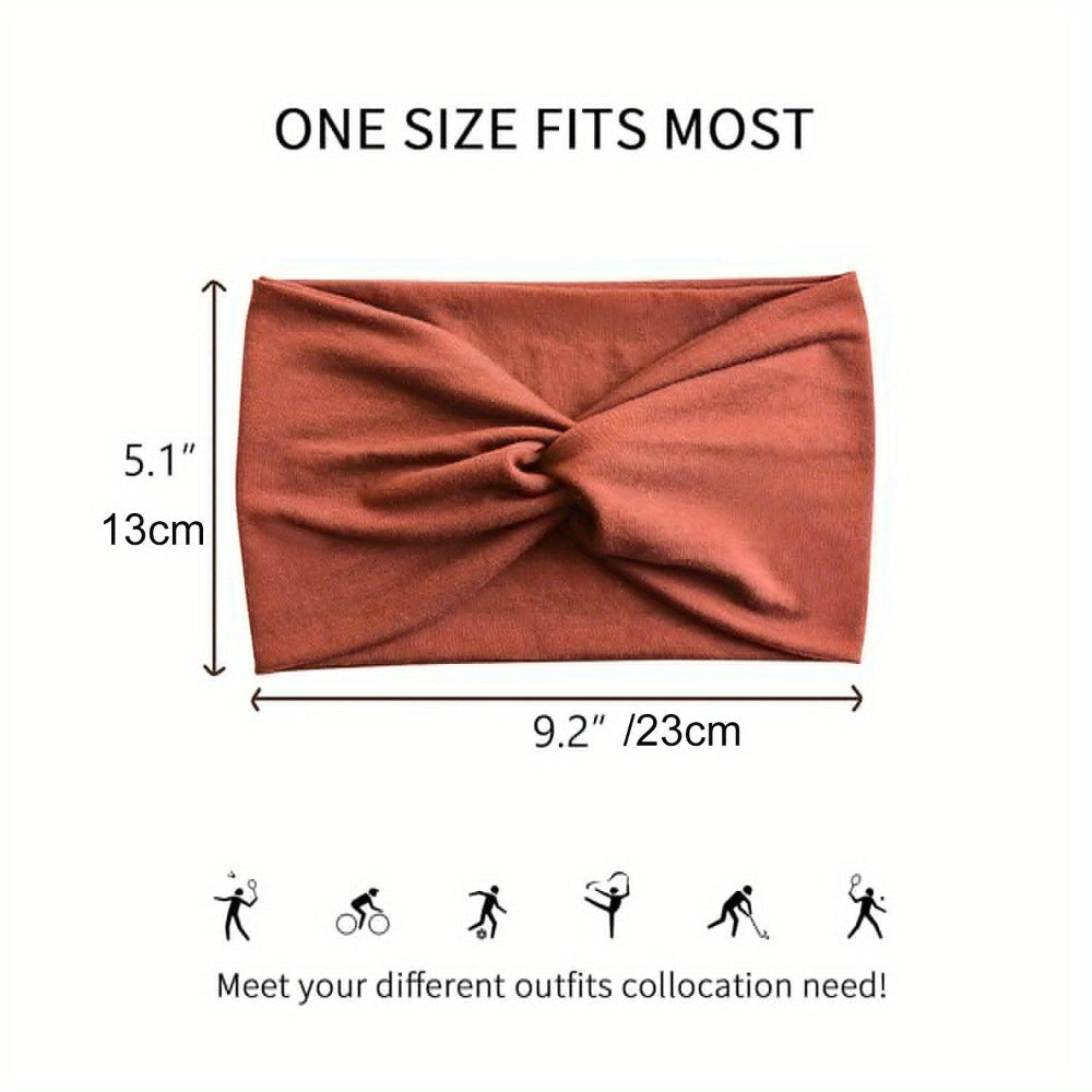 Stretchy Headbands 20pcs Bulk Soft Sweat-Wicking Sports Turban Bandanas for Women Men Non-Slip Elastic Knot Hair Wraps Breathable Solid Colors for Yoga Running Gym Workout Daily Fashion