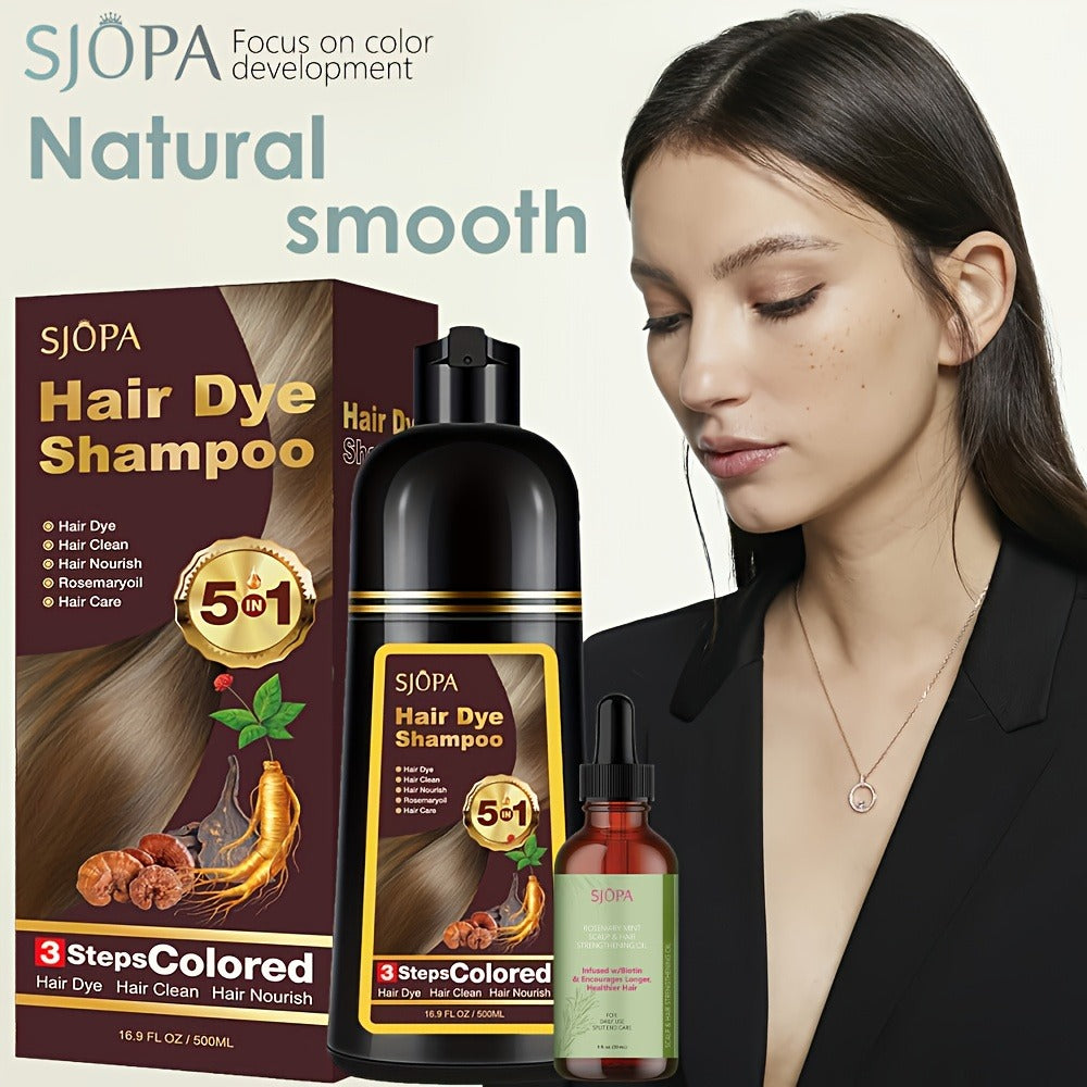 Hair Dye Kit – 3-in-1 Hair Dyeing Shampoo with Rosemary Oil & Squalane, Natural Plant-Based Formula, Gentle on Skin, Fast Color, Multi-Shade Home Hair Color Set
